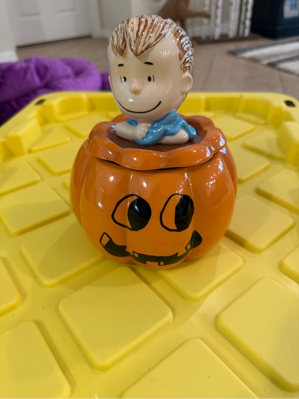 Hallmark Linus Orange Pumpkin Jack-O'-Lantern with Blue-Accented Figure